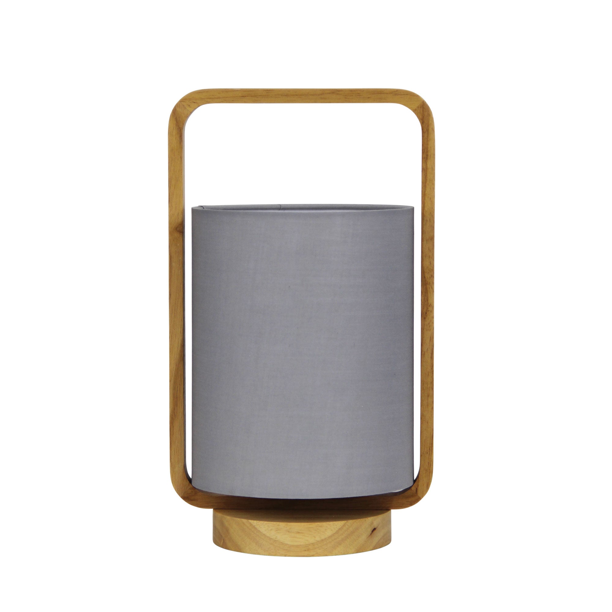Lucia Table Lamp Wood and Grey Shade